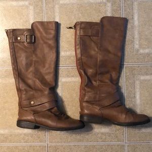 Brown leather riding boots